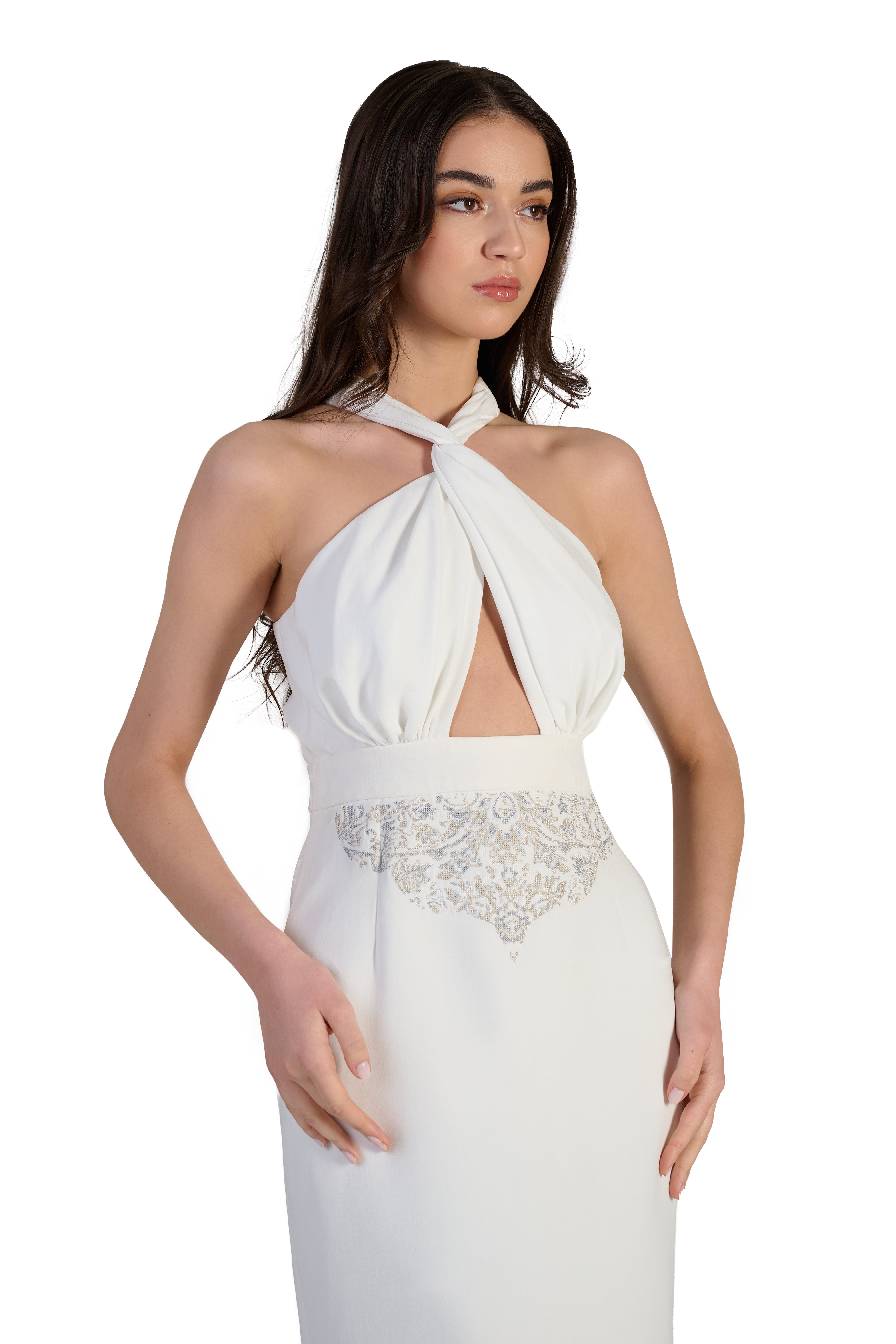 Vivida Halter Neck Dress in White