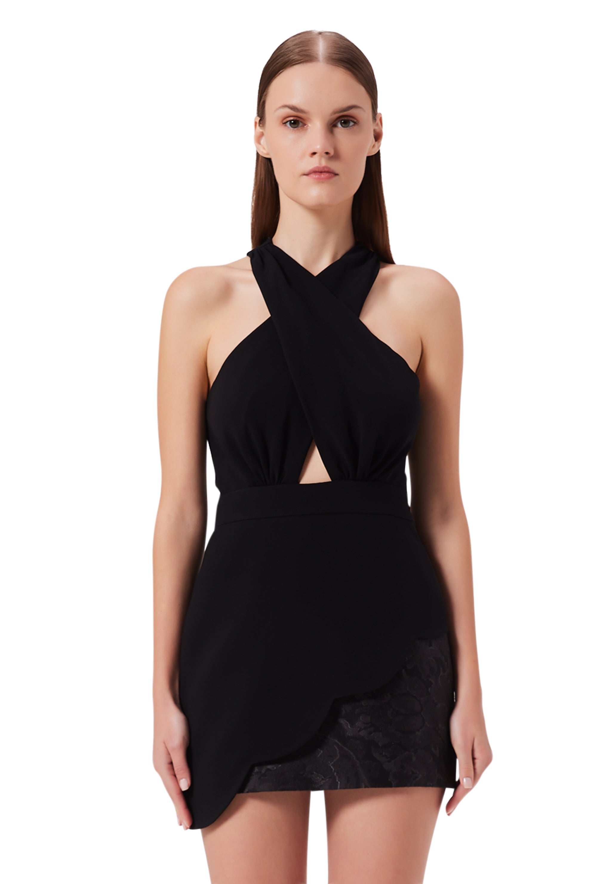 Bract Halter Neck Dress in Black