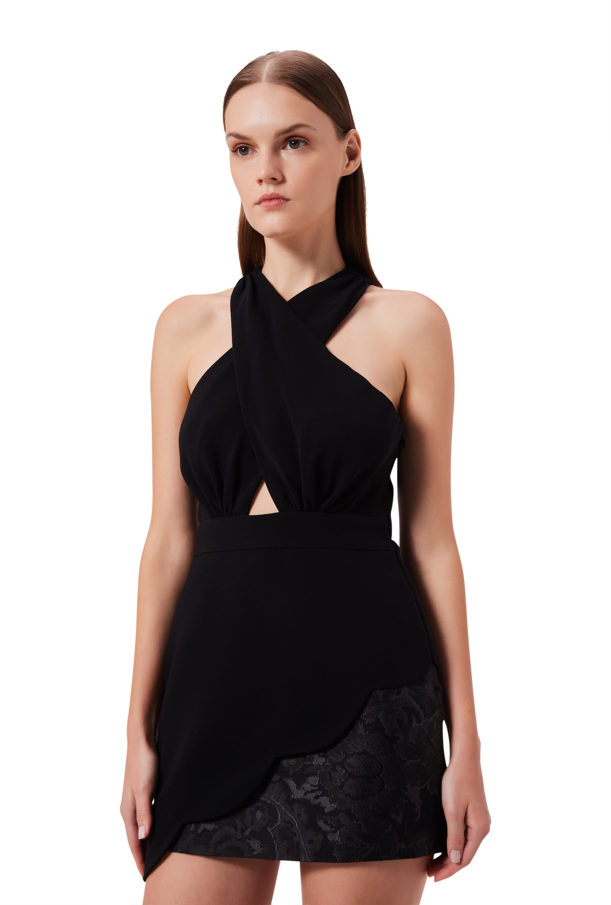 Bract Halter Neck Dress in Black