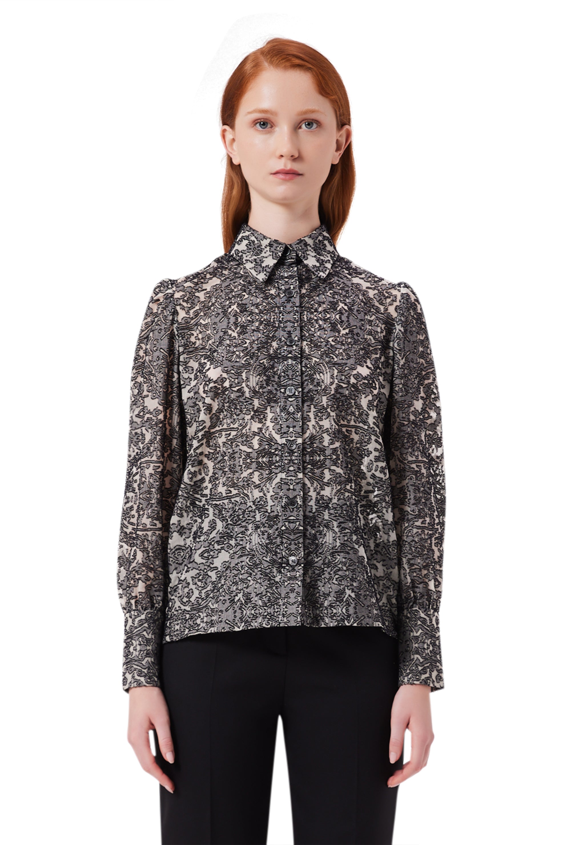 Eleanor Long Sleeve Blouse in Black & White