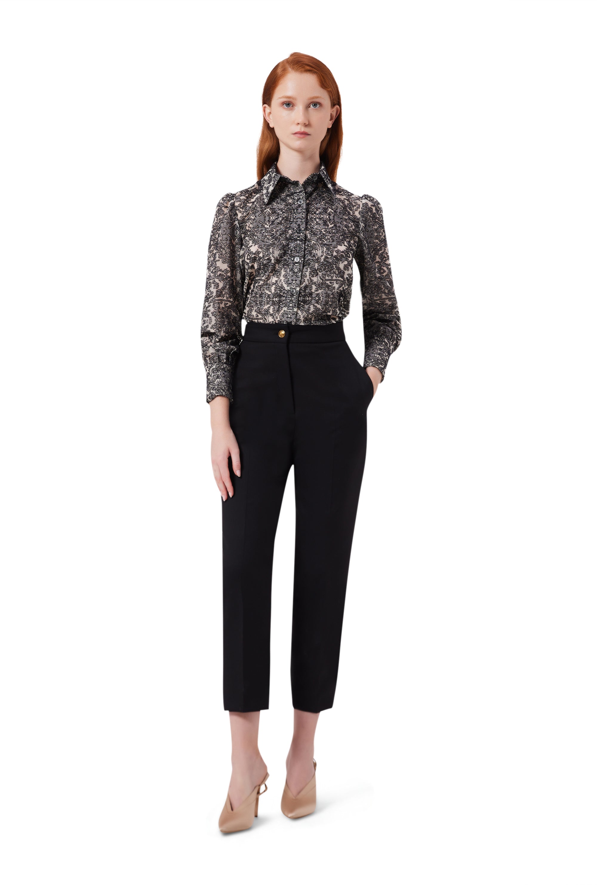 Eleanor Long Sleeve Blouse in Black & White