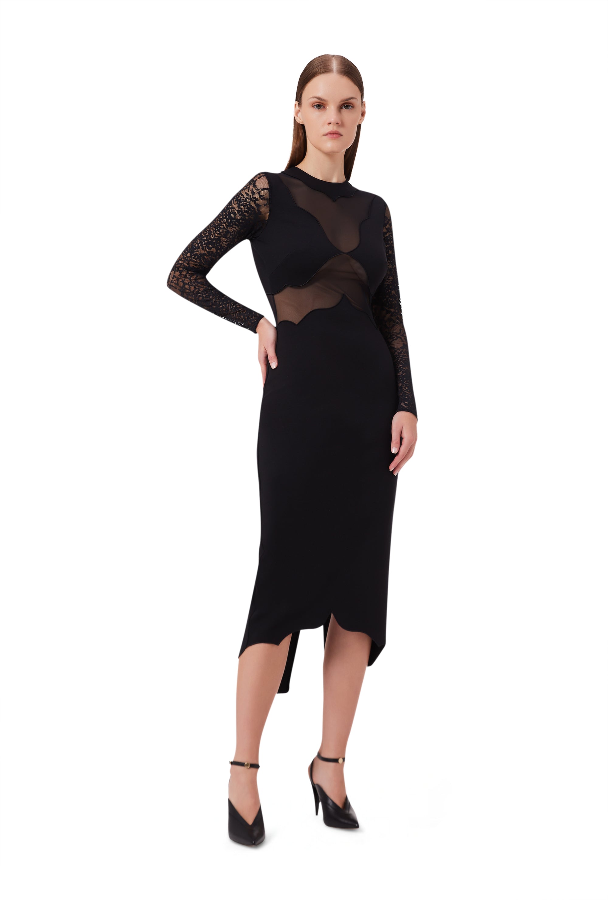 Anima Long Sleeve Mesh Dress