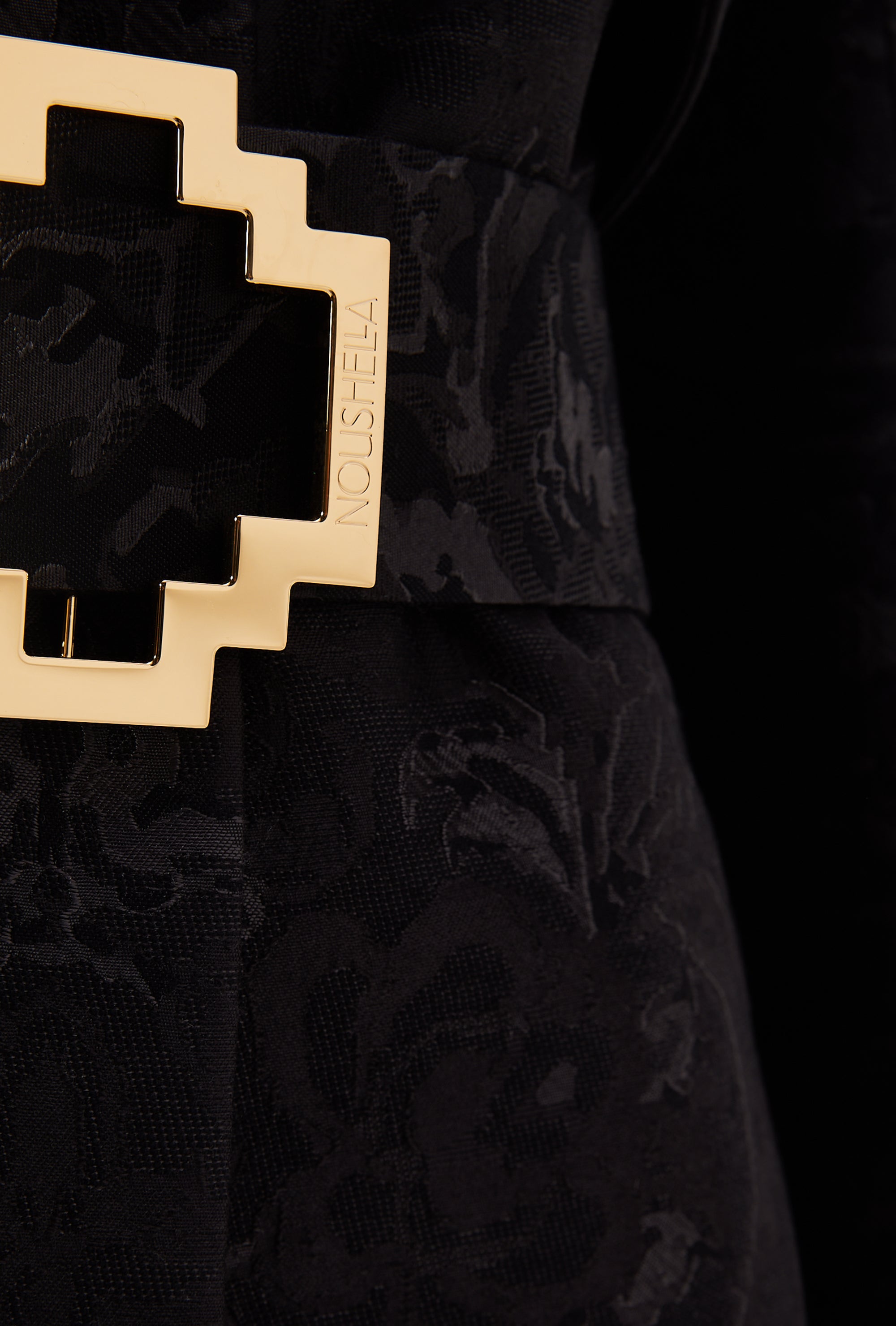 Opulent Long Sleeve Coat in Black Elysium