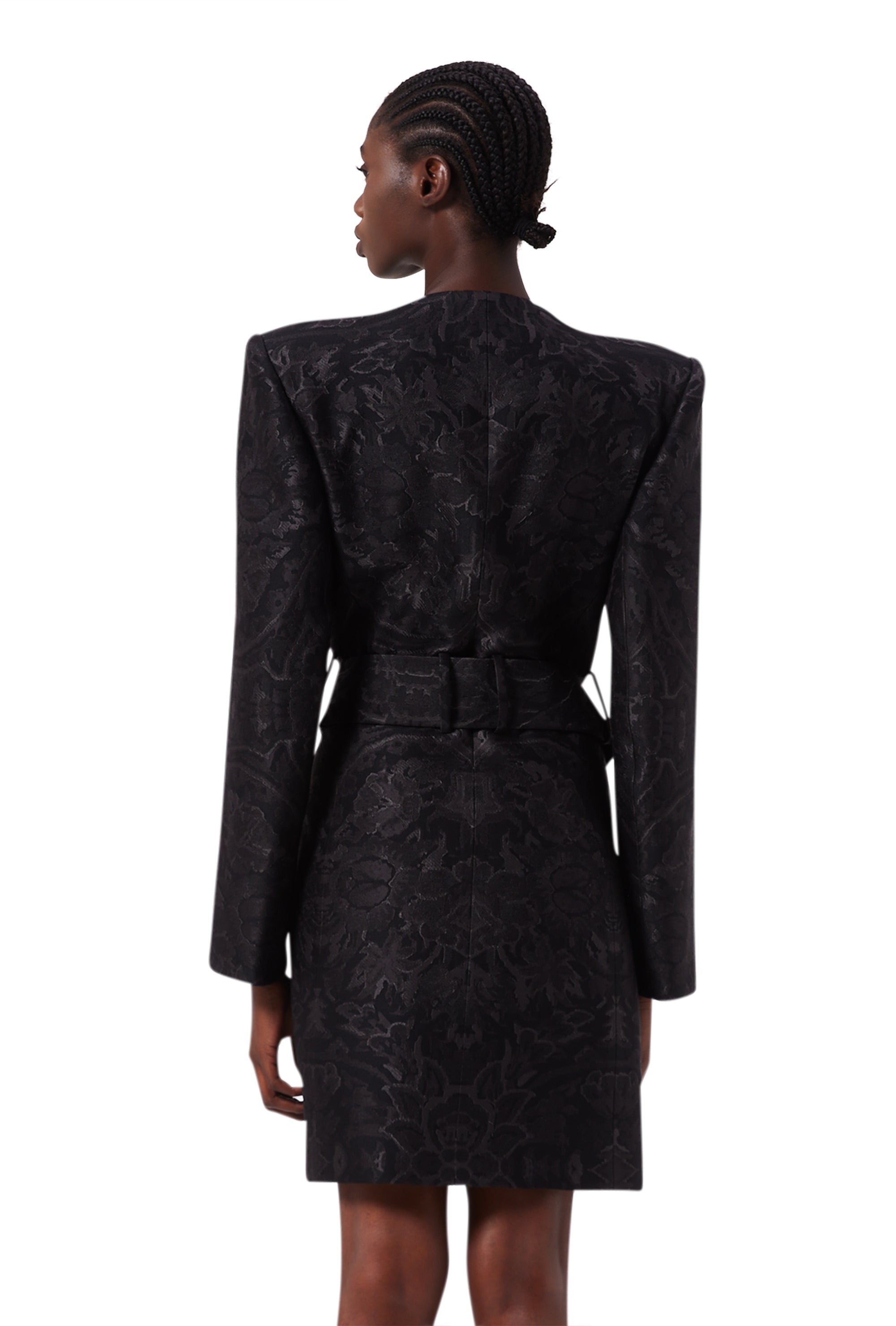 Opulent Long Sleeve Coat in Black Elysium