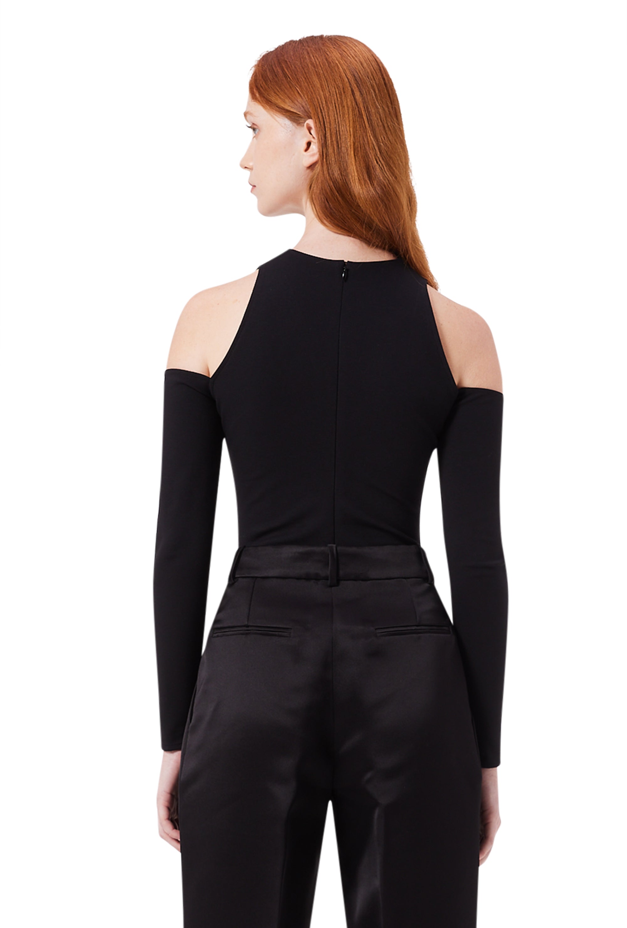 Lumière Off the Shoulder Mesh Bodysuit in Black