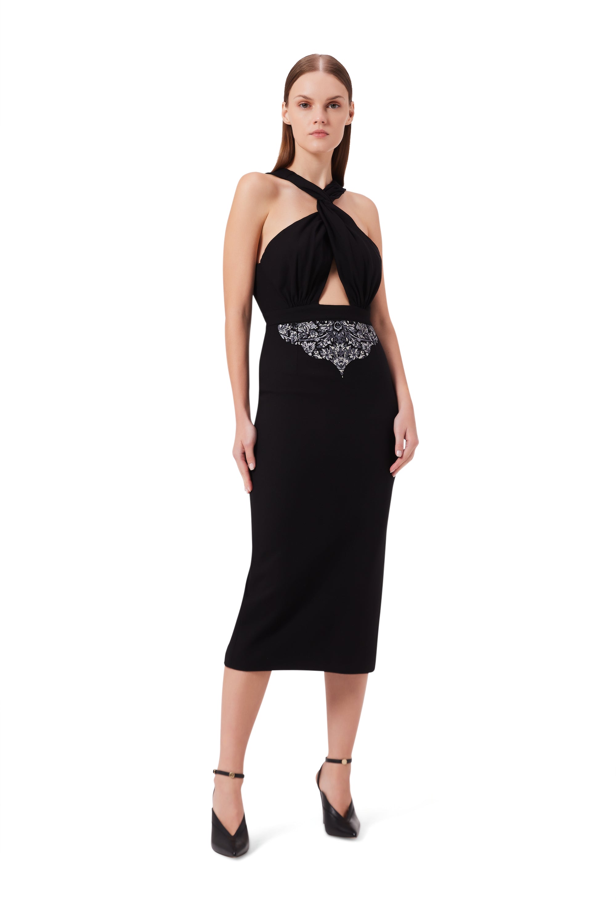 Vivida Halter Neck Dress in Black