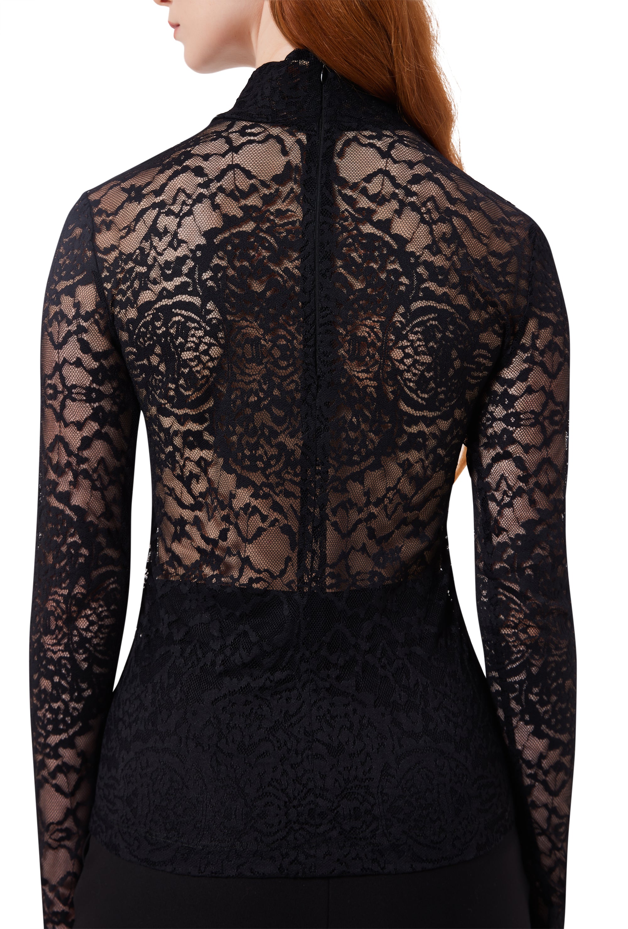 Helena High Neck Lace Blouse in Black