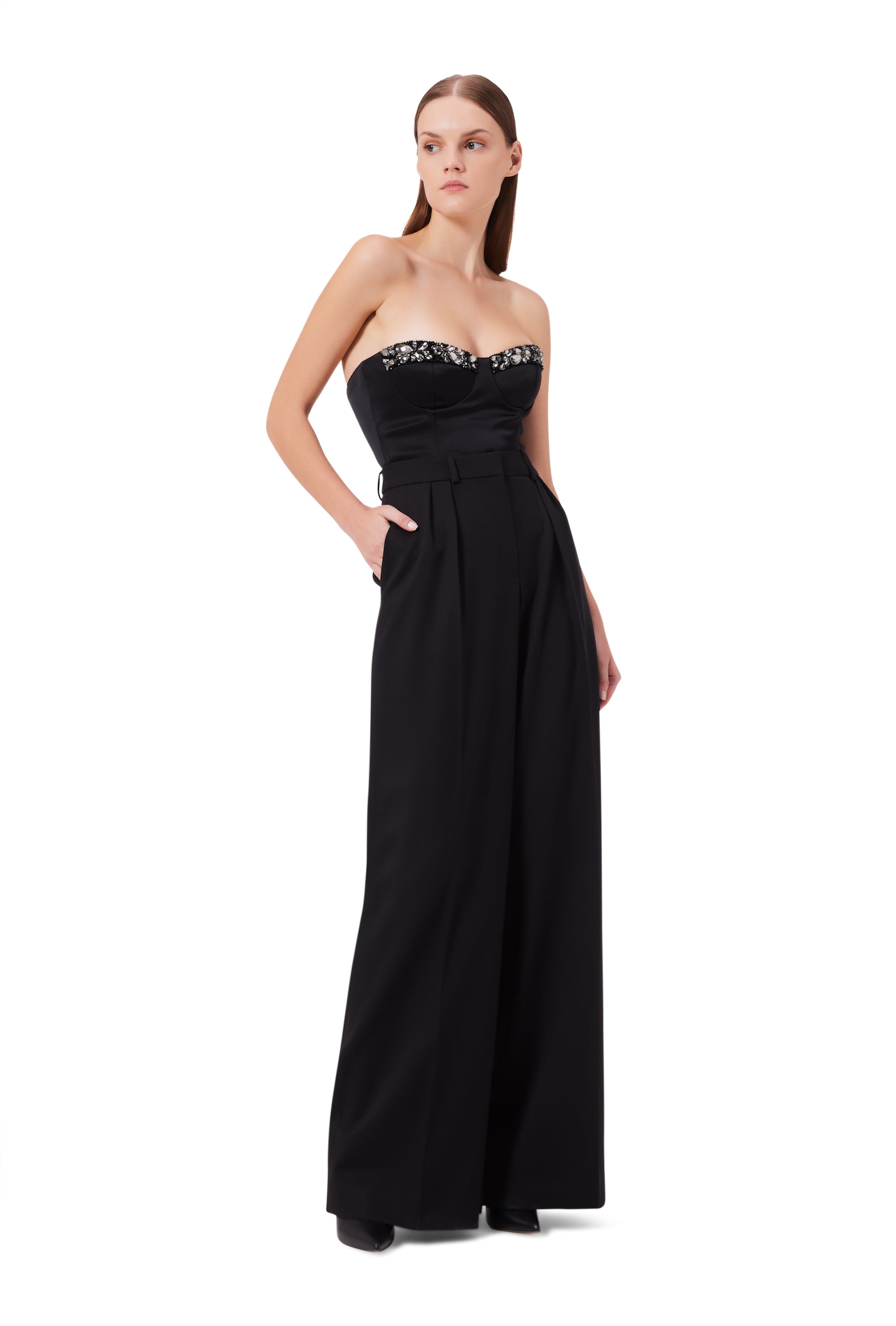 Dara Strapless Bodysuit in Black