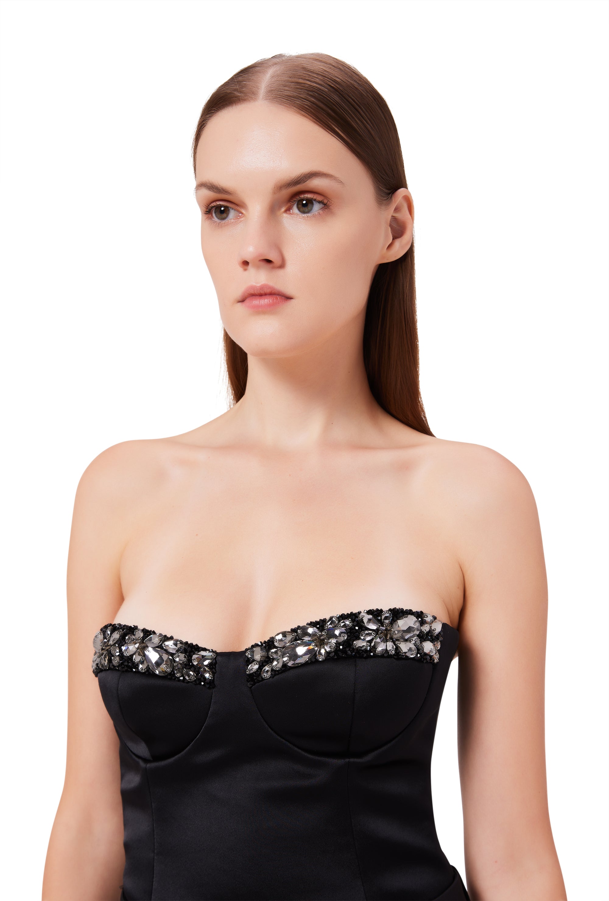 Dara Strapless Bodysuit in Black