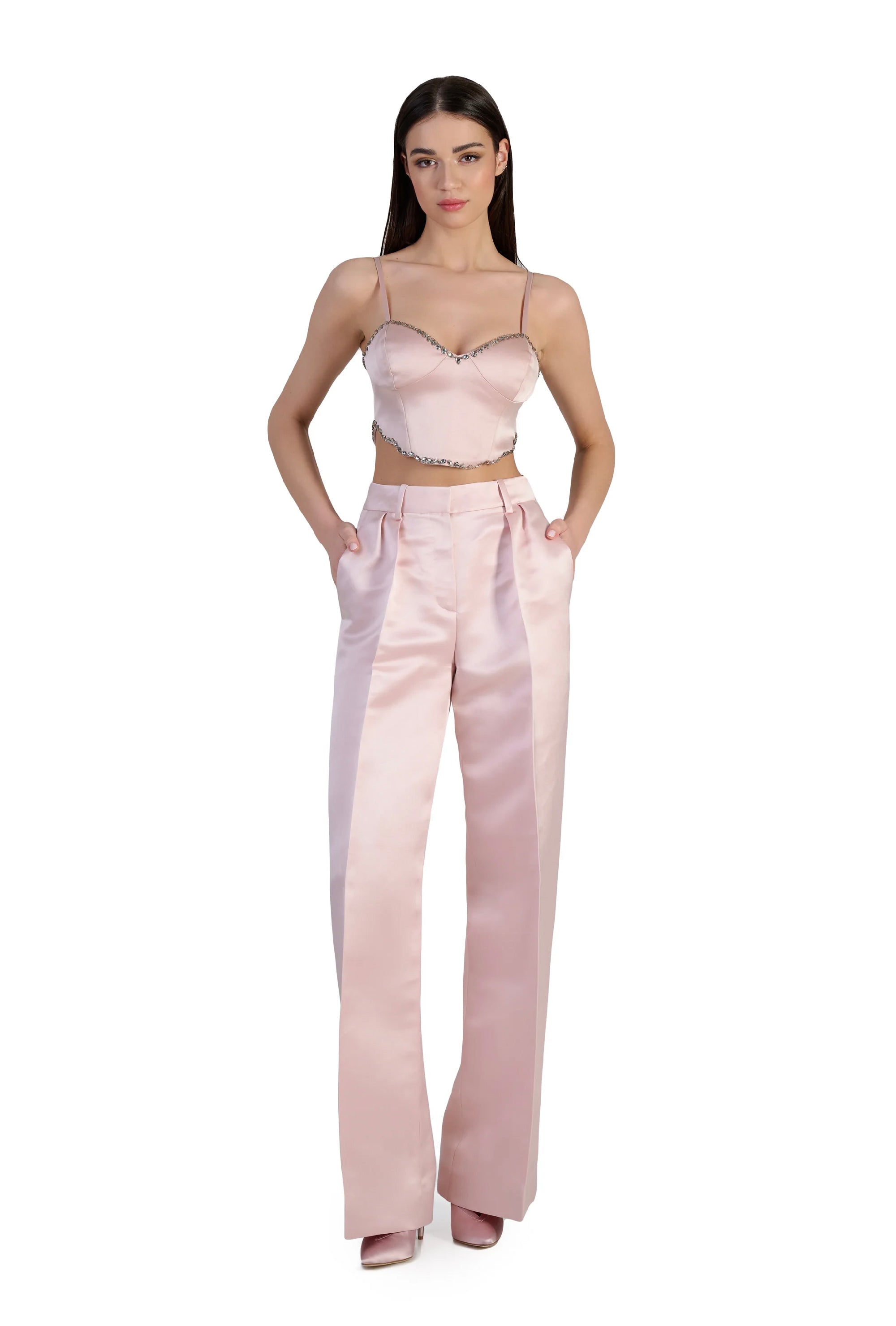 Harmonia Wide Leg Trousers in Blush