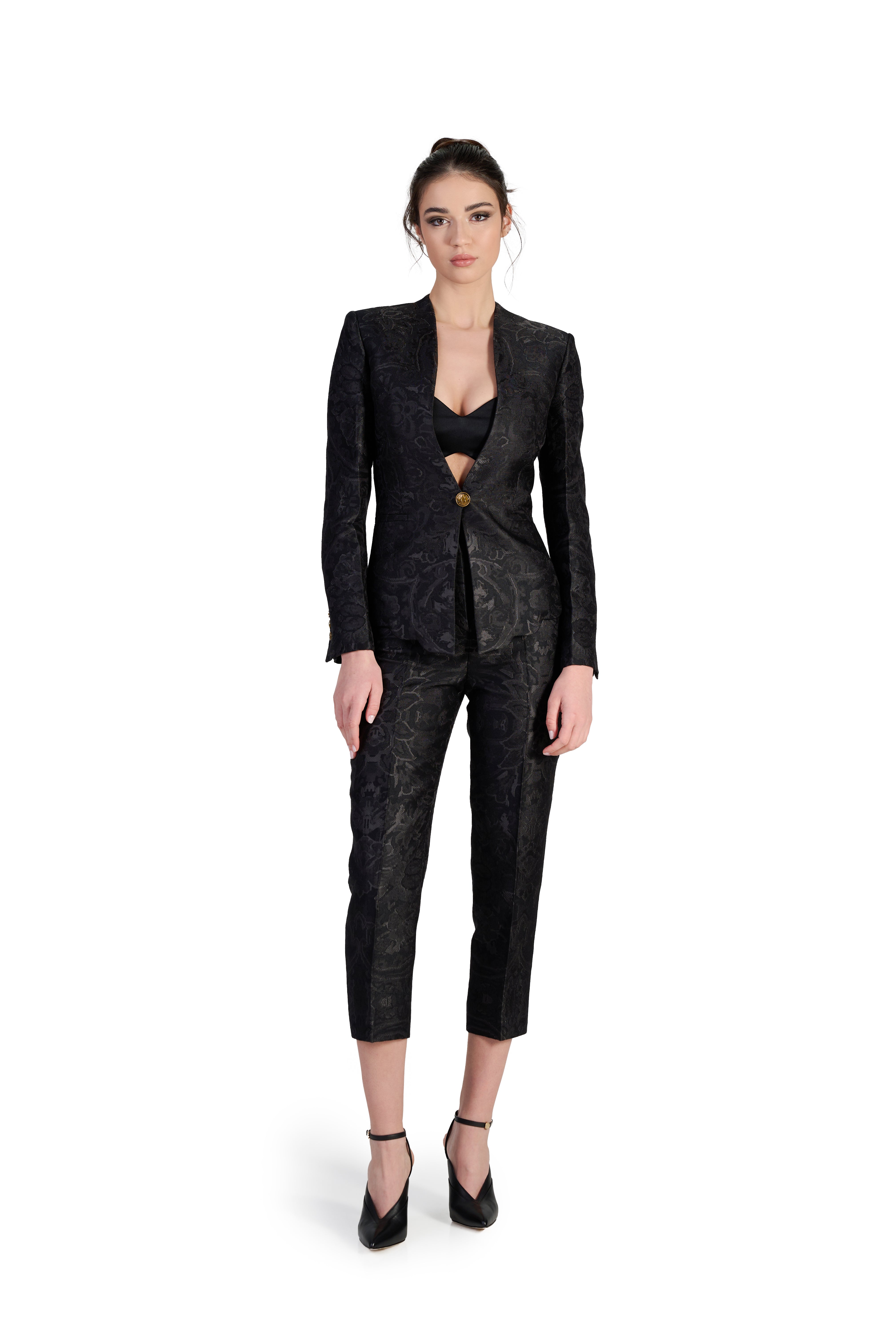 Aria Cropped Trousers in Black Elysium