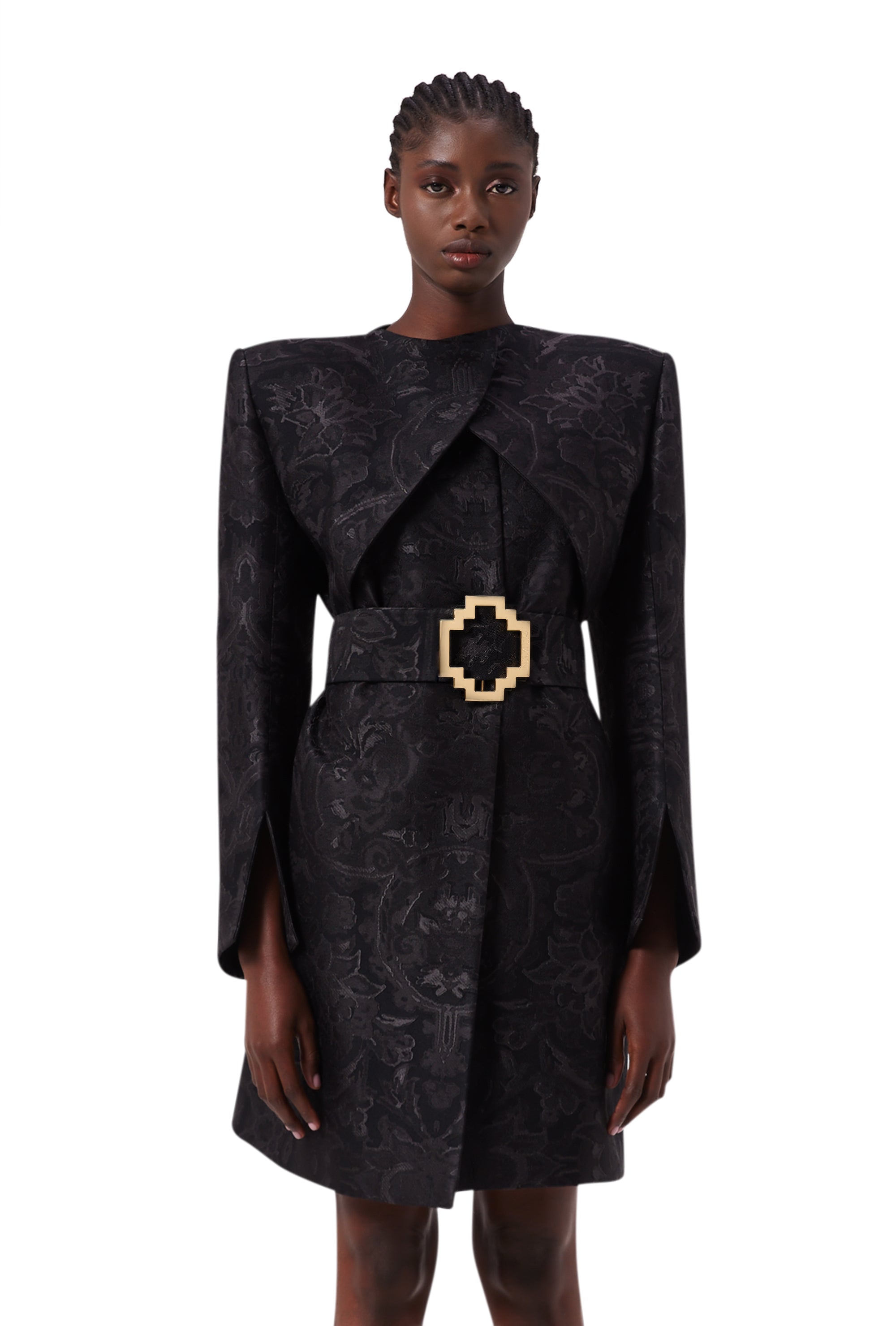 Opulent Coat in Black Elysium