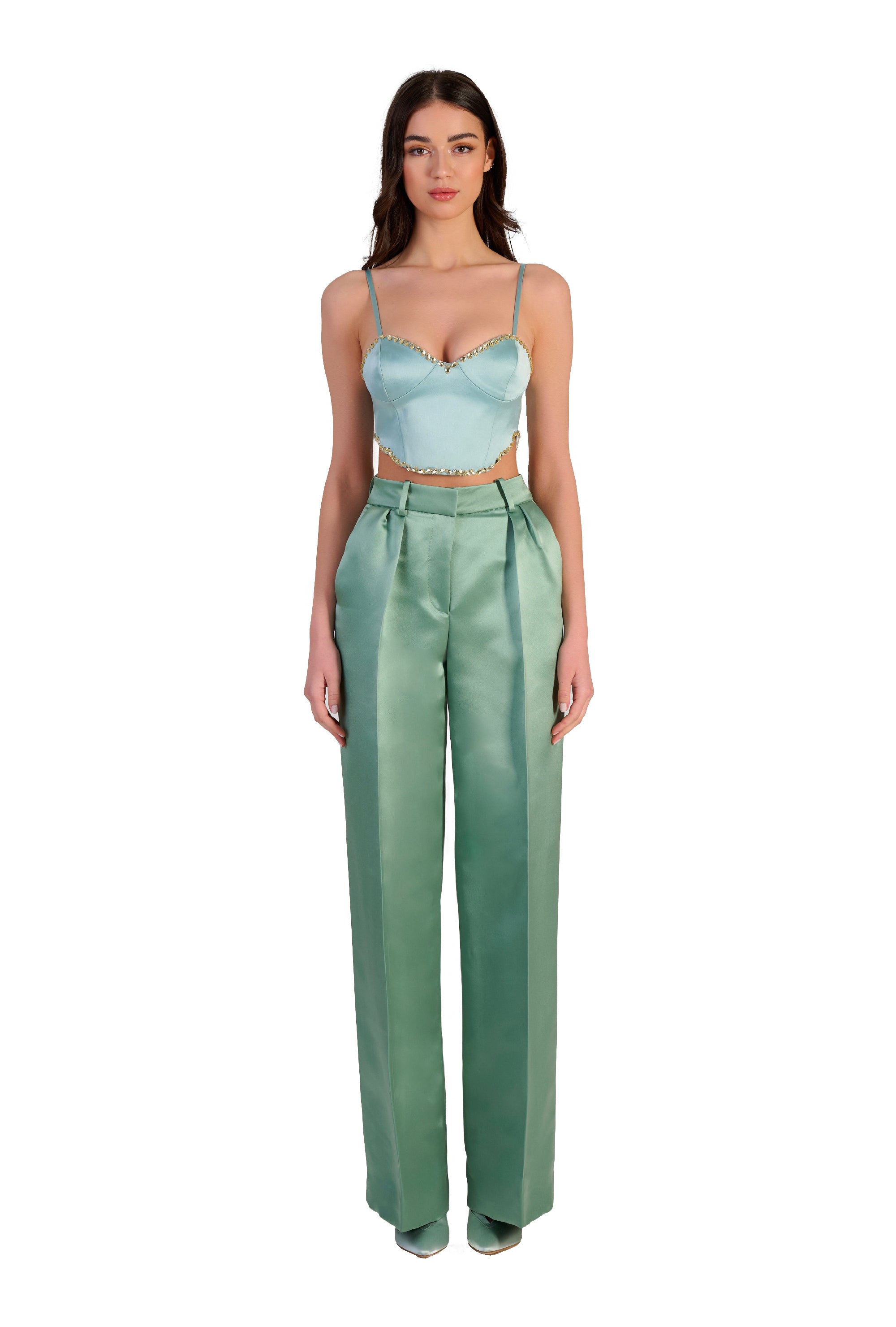 Harmonia Wide Leg Trousers in Sage