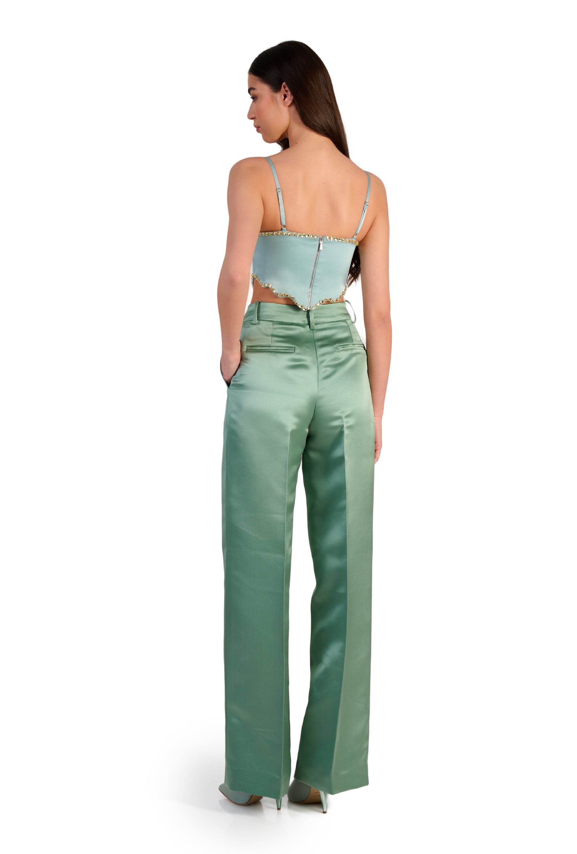 Harmonia Wide Leg Trousers in Sage